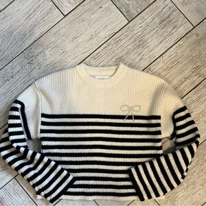 3 for $15 sale Black & White Striped Crewneck Sweater Zara girls holiday